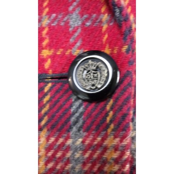Vintage Requirements Plaid Wool Blend Dark Red and Navy Blue Jacket  Size 8 - Picture 8 of 15